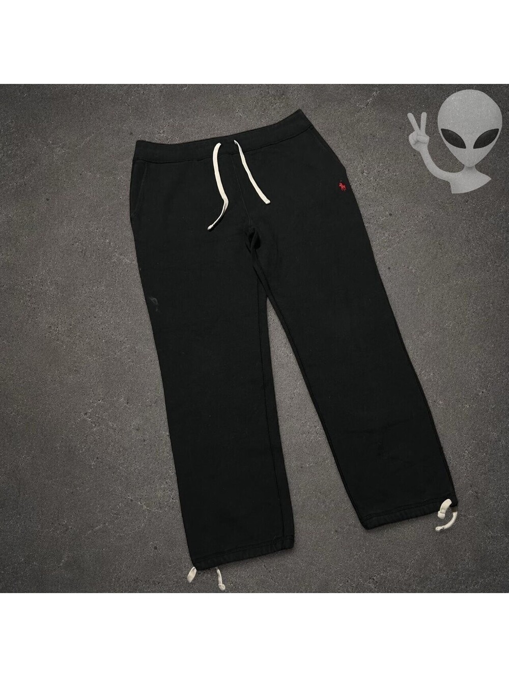 Polo Ralph Lauren Wide-Leg Baggy Sweatpants Mens XL Black Drawstring Fleece